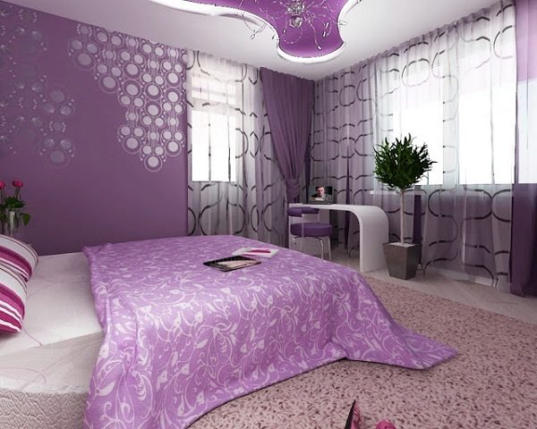 Phòng ngủ màu tím nhạt